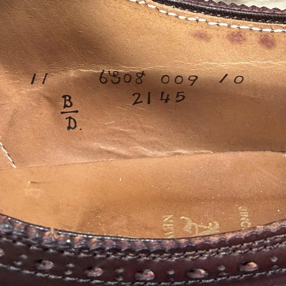 Alden Shoes Mens 11 Brown Derby Shell Cordovan Leather Cap Toe Medallion 2145